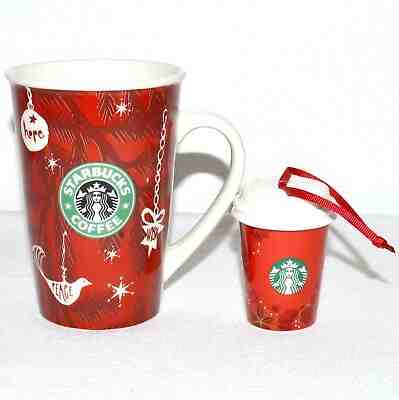 Starbucks Mug & Ornament Holiday Christmas Red Cup 2013 2010 Coffee 10fl oz Hope - Sold on eBay Jan, 2nd 2020 for $19.99