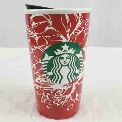 2016 Starbucks Coffee Holiday Green Mermaid Red Bird Travel Mug Traveler 6"  - Sold on eBay Jan, 2nd 2020 for $21.99