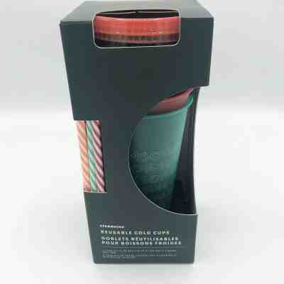 Starbucks Holiday 2019 Limited Edition Reusable Cold Cups With Straws 24 Oz 5 Ct - Sold on eBay Jan, 2nd 2020 for $38.21