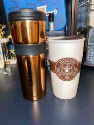 RARE Starbucks Stainless Steel Coffee Tumblers LOT OF 2 - Sold on eBay Jan, 2nd 2020 for $16.00