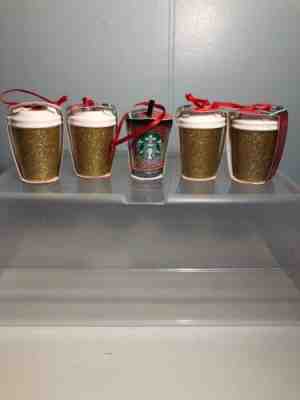 Starbucks Tumbler Ornaments 2018 Ceramic -5 Christmas Decorations Gold NWT - Sold on eBay Jan, 2nd 2020 for $15.99