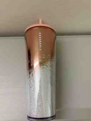 Starbucks Holiday 2019 Cascading Snow Glitter Rose Gold Tumbler 24oz - Sold on eBay Jan, 2nd 2020 for $23.99
