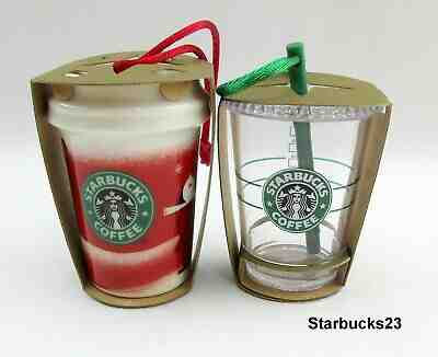 2 ea Starbucks Red Holiday & Clear To Go Cups Christmas Ornaments 2010 S23 - Sold on eBay Jan, 1st 2020 for $18.95