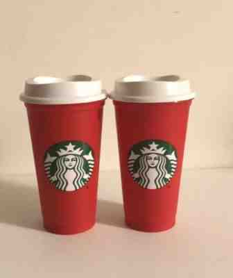 Starbucks Red Reusable Cup To Go Limited Edition Holidays W/Lids Set Of 2 NEW! - Sold on eBay Jan, 1st 2020 for $20.00