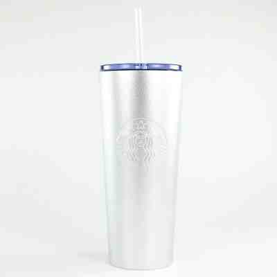 Starbucks Silver Glitter Stainless Steel Cold Cup Tumbler With Straw 16 oz New - Sold on eBay Jan, 1st 2020 for $32.50