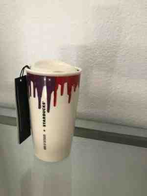 STARBUCKS RAINBOW DRIP BAND OF OUTSIDERS CERAMIC TRAVEL TUMBLER  12 OZ - Sold on eBay Jan, 1st 2020 for $50.00