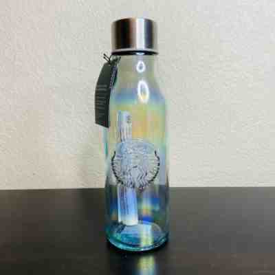 NEW Starbucks Recycled Glass Rainbow Iridescent Holiday 2019 Water Bottle LE - Sold on eBay Jan, 1st 2020 for $42.99