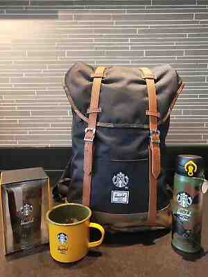 Starbucks Herschel 2018 Backpack Black With Camouflage Pattern 19L China New
