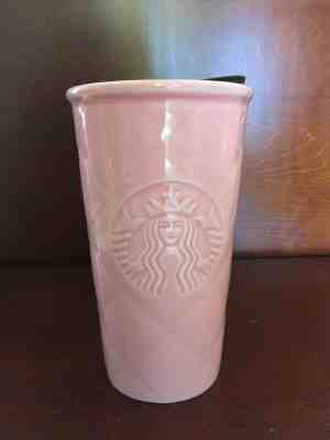 PINK QUILTED Starbucks Double Wall Ceramic Traveler Mug Tumbler 10oz 2016 w/ Lid - Sold on eBay Jan, 1st 2020 for $24.95