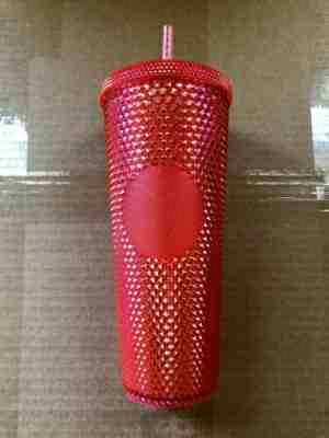 Starbucks Studded Cold Cup Tumbler WINTER HOLIDAY 2019 24 oz Neon Pink - Sold on eBay Jan, 1st 2020 for $25.00