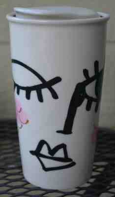 Starbucks 2014 WINKING EYE SIREN Face Ceramic Travel Tumbler 12 oz with lid MINT - Sold on eBay Jan, 1st 2020 for $24.99