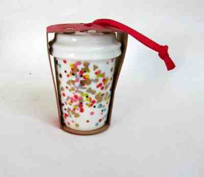 Starbucks 2015 Confetti Ceramic Christmas Mug Dot Collection Ornament New - Sold on eBay Jan, 1st 2020 for $16.00