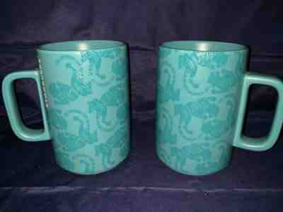 NEW Starbucks 2018 Teal Blue Green Embossed Tiger Coffee Cup Mug 12 oz Ceramic - Sold on eBay Jan, 1st 2020 for $30.00
