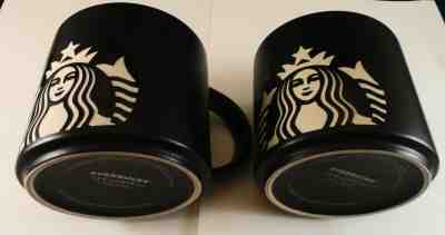 Two 2014 Starbucks Coffee Company Black Recessed Design 14 Oz. Mugs - Sold on eBay Jan, 1st 2020 for $29.95