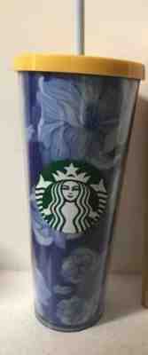 Starbucks Summer 2019 Desert Cactus Blue Floral Tumbler Yellow Lid w/STRAWS - Sold on eBay Jan, 1st 2020 for $24.00