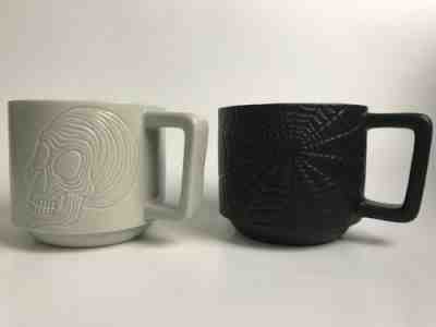 Halloween 2019 Starbucks Skull & Spider Web Mug 12oz Ceramic Cup Set - New - Sold on eBay Jan, 1st 2020 for $34.99