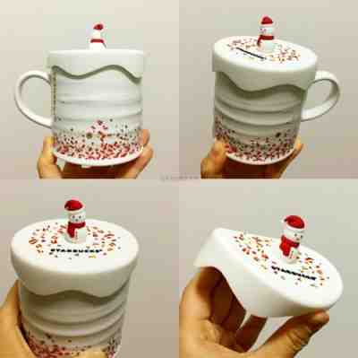 New Starbucks China 2017 Christmas Snowman Cake Mug 12oz - Sold on eBay Jan, 1st 2020 for $29.99