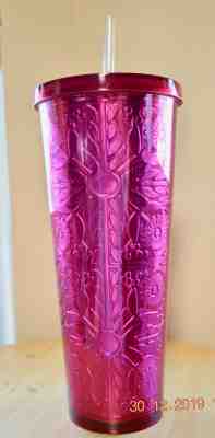Starbucks New Red Metallic Foil Tumbler 24oz Cold Beverage  Embossed 2016 - Sold on eBay Dec, 31st 2019 for $50.00