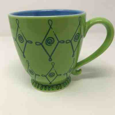 Starbucks Green Blue Mug Cup 2004 Diamond Pattern - Sold on eBay Dec, 31st 2019 for $17.97