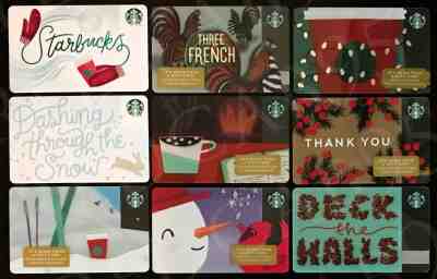NEW 2018 Starbucks DIAMOND and PRINT MARK Christmas Gift Card - Lot of 9 Cards - Sold on eBay Dec, 31st 2019 for $17.99