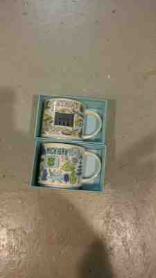 Starbucks mugs PAIR Michigan & Detroit  14oz Mugs NEW IN BOX - Sold on eBay Dec, 31st 2019 for $39.95