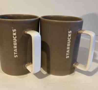 Starbucks 12 oz Square Handle Tan/ White Coffee Tea Mug Cup 4 1/4”High ( NEW) - Sold on eBay Dec, 31st 2019 for $18.72
