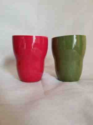 STARBUCKS No handle Red & Green Coffee Or Tea Mug/Cup by Alda 2008 8oz- (2) - Sold on eBay Dec, 31st 2019 for $24.00