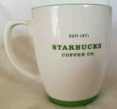 Starbucks Coffee 2007 White Abbey Green Trim Lettering Large Mug Tea Cup 18 oz - Sold on eBay Dec, 31st 2019 for $16.99