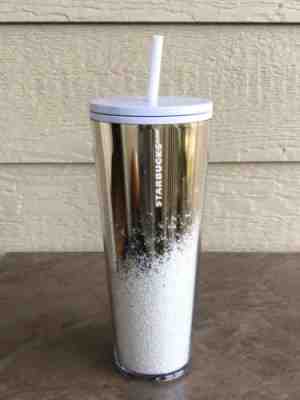 Starbucks Holiday 2019 Venti Tumbler Gold Cascading Snow Rare Limited Edition - Sold on eBay Dec, 31st 2019 for $19.95