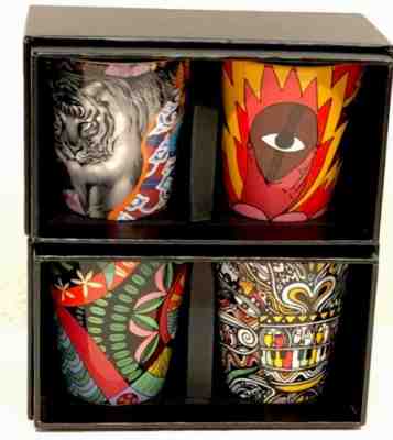 NEW Complete Set Of 4 Starbucks Coffee Stories Artists Collectible Shot Glasses