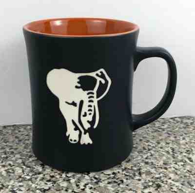 Starbucks 2012 Matte Dark Blue Etched Elephant Coffee Mug Orange Inside Cup 12oz - Sold on eBay Dec, 31st 2019 for $29.99
