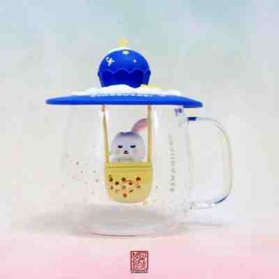 New Starbucks 2019 China Mid Autumn Day 13oz Moonbuggy Hot Air Balloon Glass Mug - Sold on eBay Dec, 31st 2019 for $33.99