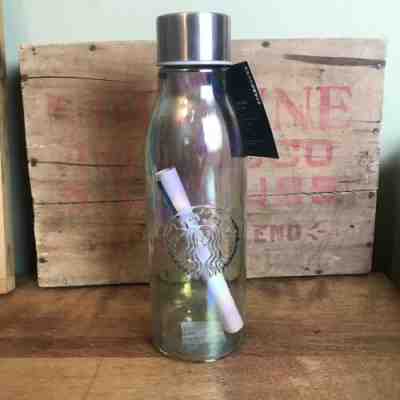 NEW Starbucks Recycled Glass Rainbow Iridescent Holiday 2019 Water Bottle LE - Sold on eBay Dec, 31st 2019 for $38.00