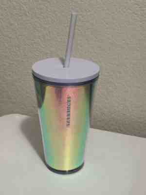 Starbucks Iridescent Rainbow Plastic Tumbler Cup 16 fl oz Christmas Holiday 2019 - Sold on eBay Dec, 31st 2019 for $21.24