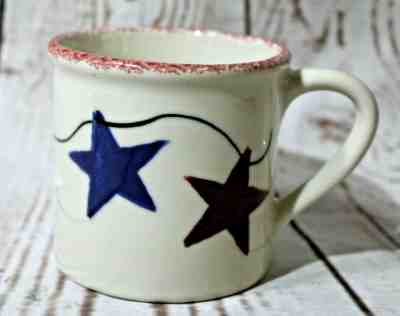 Starbucks Hartstone Red White Blue Stars Barista Coffee Mug USA Hand Painted - Sold on eBay Dec, 31st 2019 for $24.99