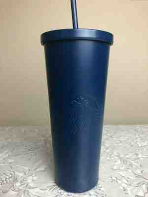Starbucks Logo Matte Blue Tumbler with Straw Screw on Lid 24 oz New Unused  - Sold on eBay Dec, 31st 2019 for $39.95