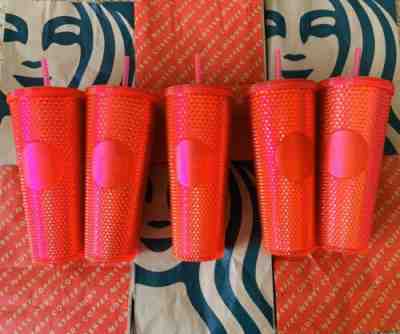 Starbucks Venti Iridescent Neon Pink Stud Studded Tumbler Cups 2019 Holiday Xmas - Sold on eBay Dec, 31st 2019 for $29.49