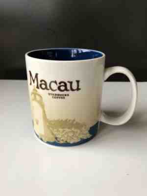 STARBUCKS COFFEE 2016 City Mug Blue MACAU Icon Series 16 Oz Collector - Sold on eBay Dec, 31st 2019 for $15.00