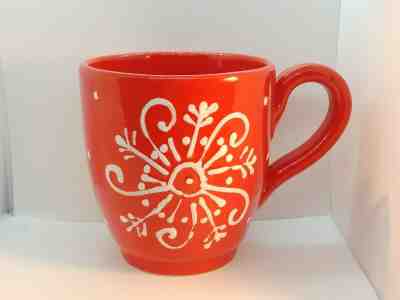 2003 STARBUCKS BARISTA HOLIDAY RED COFFEE MUG SNOWFLAKE Hand painted in Tuscany - Sold on eBay Dec, 30th 2019 for $15.16