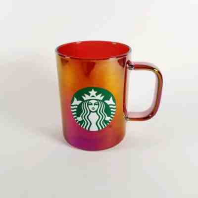 New 2019 Starbucks Red Iridescent Christmas Edition Mug Cup Glass 14 Fl Oz NWT - Sold on eBay Dec, 30th 2019 for $35.00