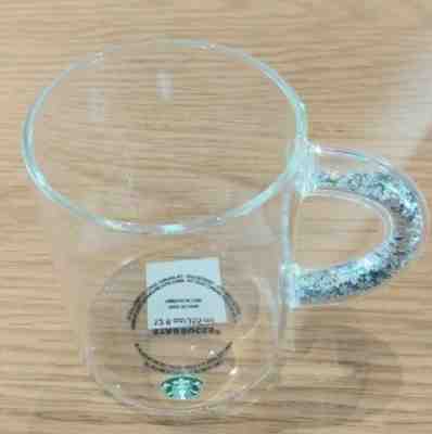Limited Edition 2019 Starbucks Glitter Handle Holiday Mug Cup Logo 12oz Glass - Sold on eBay Dec, 30th 2019 for $31.44