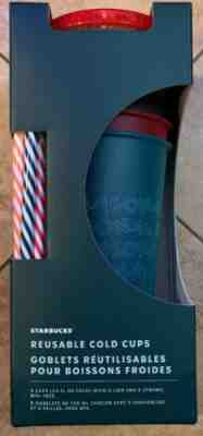 NIB Starbucks 2019 Holiday Christmas Winter Reusable Cold Cups 5 pack w/ Straws - Sold on eBay Dec, 30th 2019 for $20.00