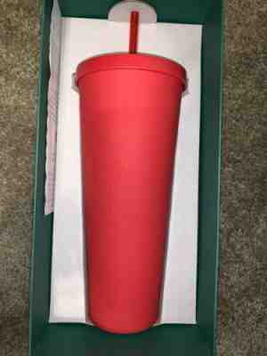 Starbucks 2016 Matte Red Cold Tumbler Limited Edition 24oz Venti - Sold on eBay Dec, 30th 2019 for $57.00