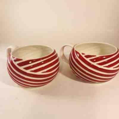 2 Starbucks Coffee Tea Mug Red White Swirls 12 oz Cups 2013 Holiday Candy Cane - Sold on eBay Dec, 30th 2019 for $24.95