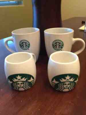 Starbucks Green Mermaid Logo Lot Of 4 Espresso Coffee Cup Mugs 6.7oz & 3oz - Sold on eBay Dec, 30th 2019 for $15.00