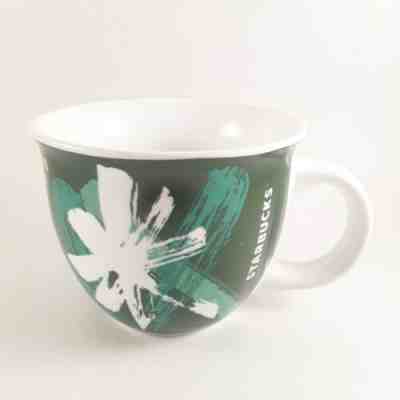 STARBUCKS Holiday 2014 Ceramic Coffee Cup Mug 14oz Starburst City Green White - Sold on eBay Dec, 30th 2019 for $16.96