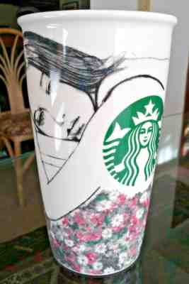 STARBUCKS Charlotte Ronson Ceramic Travel Cup Mug 12 fl oz 2013 - Sold on eBay Dec, 30th 2019 for $24.95