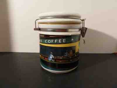 STARBUCKS COFFEE Ceramic Canister by Chaleur with Vintage Coffee Shop Motif - Sold on eBay Dec, 30th 2019 for $24.99