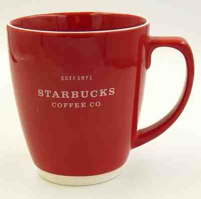 Starbucks Coffee Mug Red w/ White Trim Abbey 2007 “EST 1971 Starbucks Coffee Co" - Sold on eBay Dec, 30th 2019 for $26.95