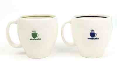 Starbucks (2) Coffee Mugs Barista 2003  Blue / Green - Sold on eBay Dec, 30th 2019 for $20.50